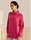 economico Maglioni-Ribbed Knit Wool Blend Turtleneck Pullover Sweater