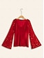 economico Blouses-Sequin Split Sleeve V Neck Dress