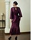 cheap Party Dresses-Sequin Burgundy Juliet Sleeve Maxi Dress