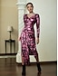 economico Abiti da festa-Bronzing Floral Long Sleeve Midi Dress