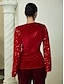 cheap Blouses-Sequin Long Sleeve Split Party Dress