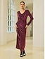 abordables Vestidos de Nochevieja-Velvet Ruched V Neck Split Dress