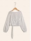 cheap Blouses-Sequin Silver Glitter Wrap Bishop Sleeve Blouse