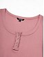 abordables Camiseta-Casual Button Up Scoop Neck T shirt