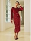 cheap Party Dresses-Sequin Velvet Burgundy Tie Front Christmas Elegant Party Midi Dress