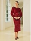 cheap Party Dresses-Sequin Velvet Burgundy Tie Front Christmas Elegant Party Midi Dress