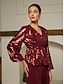 cheap Blouses-Sequin Party Lantern Sleeve V Neck Blouse