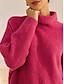 cheap Sweaters-Turtleneck Ribbed Knit Wool Blend Drop Shoulder Batwing Sleeve Pullover Sweater