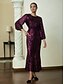 cheap Party Dresses-Sequin Burgundy Juliet Sleeve Maxi Dress