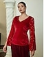 baratos Blouses-Sequin Split Sleeve V Neck Party Dress