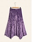 cheap Two Piece Sets-Sequin Silver Glitter Wrap Bishop Sleeve Blouse &amp; Vintage Velour Irregular Maxi Skirt Two Piece Set