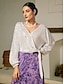 baratos Blouses-Sequin Silver Glitter Wrap Bishop Blouse