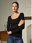 billige T-shirts-Solid Casual Long Sleeve T shirt in Viscose