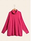 cheap Sweaters-Turtleneck Ribbed Knit Wool Blend Drop Shoulder Batwing Sleeve Pullover Sweater