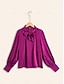 abordables Blouses-Solid Satin Lantern Sleeve Blouse