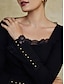 billige T-shirts-Lace Cotton Square Neck Long Sleeve T shirt