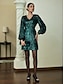 cheap Party Dresses-Sequin Tie Back Dark Green Elegant Mini Dress