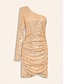 baratos Vestidos de Renda-Sequin Long Sleeve Mini Party Dress