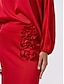 preiswerte Zweiteilige Sets-Floral Satin Juliet Sleeve Wide Leg Set