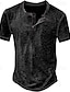 billige Short Sleeve-Herre Vaffel Henley-skjorte T-skjorter Kortermet Rutet Mote Designer Bekvem Knapper Henley Avslappet Daglig utendørs Sommer Blå Svart Hvit Henley T-skjorte