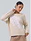 baratos Camisolas-Embroidered Knit Wool Pullover Sweater