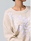 baratos Camisolas-Embroidered Knit Wool Pullover Sweater