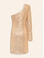 baratos Vestidos de Renda-Sequin Long Sleeve Mini Party Dress