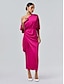 billige Kjoler til nyttårsaften-Knotted Satin Wrap Drop Shoulder Maxi Dress