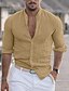 cheap Linen Shirts-Men's Hawaiian Linen Shirt with Solid Color Collar
