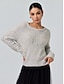 baratos Camisolas-Beaded Design Crew Pullover Sweater