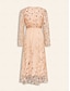 baratos Vestidos de Renda-Sequined Embroidery Belted Midi Dress