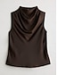 cheap Blouses-Satin Draped Mock Neck Tank Top