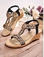 cheap Sandals-Beaded T Strap Boho Wedge Sandals