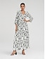 cheap Print Dresses-Geometric Floral V Neck Maxi Dress