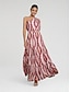 cheap Print Dresses-Satin Print One Shoulder Maxi Dress