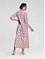 cheap Print Dresses-Ethnic Floral Notched Collar Maxi Dress