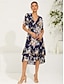 cheap Maxi Dresses-Chiffon Floral V Neck Vacation Daily Date Dress