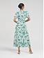 baratos Print Dresses-Resort Wear Folk Puff Sleeve Midi Dress