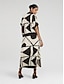 cheap Print Dresses-Geometric V Neck Double Slit Shirt