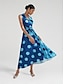 baratos Print Dresses-Polka Dot Satin Belted Midi Dress