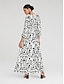 cheap Print Dresses-Geometric Floral V Neck Maxi Dress