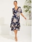 cheap Maxi Dresses-Chiffon Floral V Neck Vacation Daily Date Dress