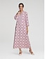 abordables Print Dresses-Moroccan Print Notched Collar Maxi Dress