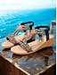 cheap Sandals-Beaded T Strap Boho Wedge Sandals