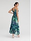 cheap Print Dresses-Chiffon Floral Ruffle Split Ends Sleeveless Maxi Dress