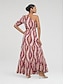 cheap Print Dresses-Satin Print One Shoulder Maxi Dress