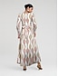 preiswerte Print Dresses-Satin Floral V Neck Maxi Dress