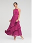 baratos Vestidos de Renda-Chiffon Ruffle Sleeveless Maxi Dress