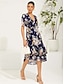 cheap Maxi Dresses-Chiffon Floral V Neck Vacation Daily Date Dress