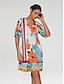 preiswerte Print Dresses-Floral V Neck Summer Mini Dress